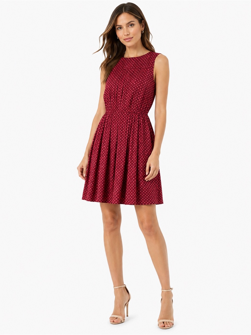Marc By Marc Jacobs Sleeveless Wine Polka Dot Fit & Flare Dress